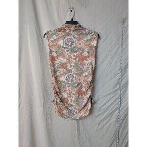 Luxveer NWT Mesh Floral Paisley Ruched Mock Neck Top - Size L
